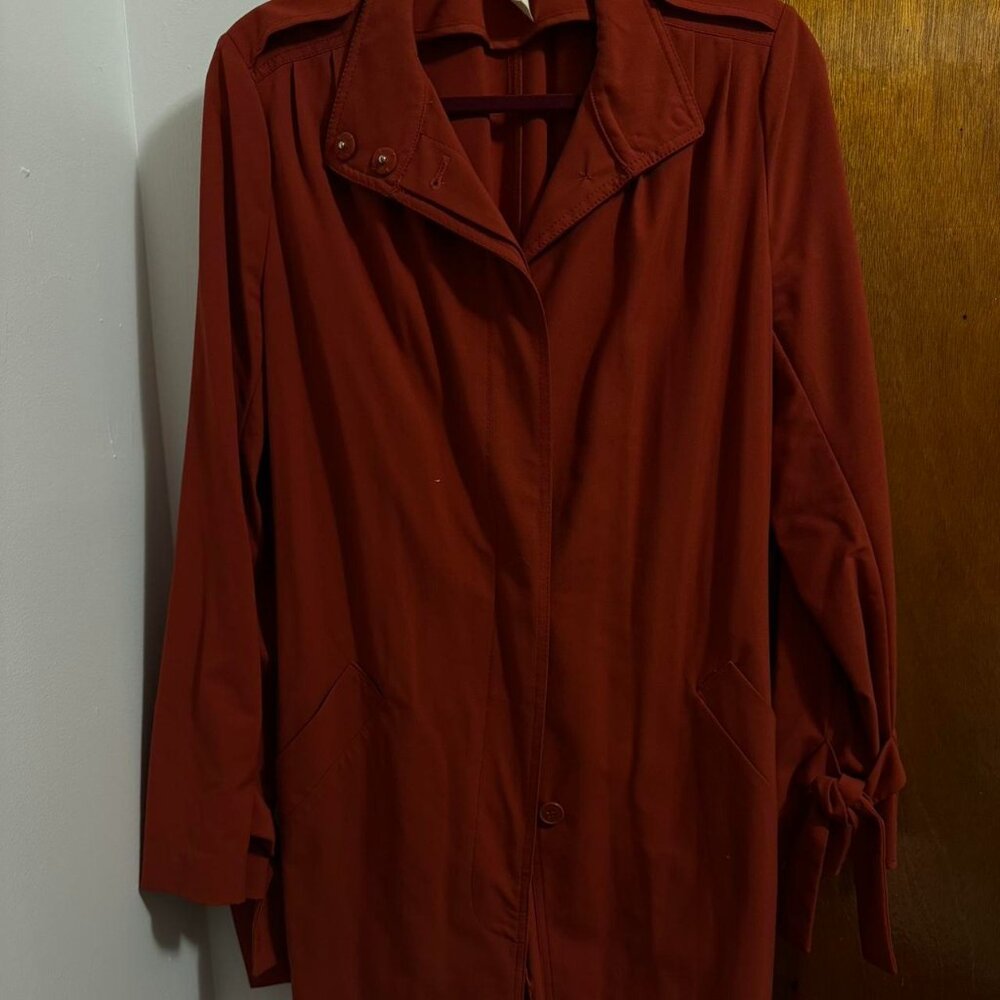 Redish/Burgundy Trench Coat with Bow on Sleeves